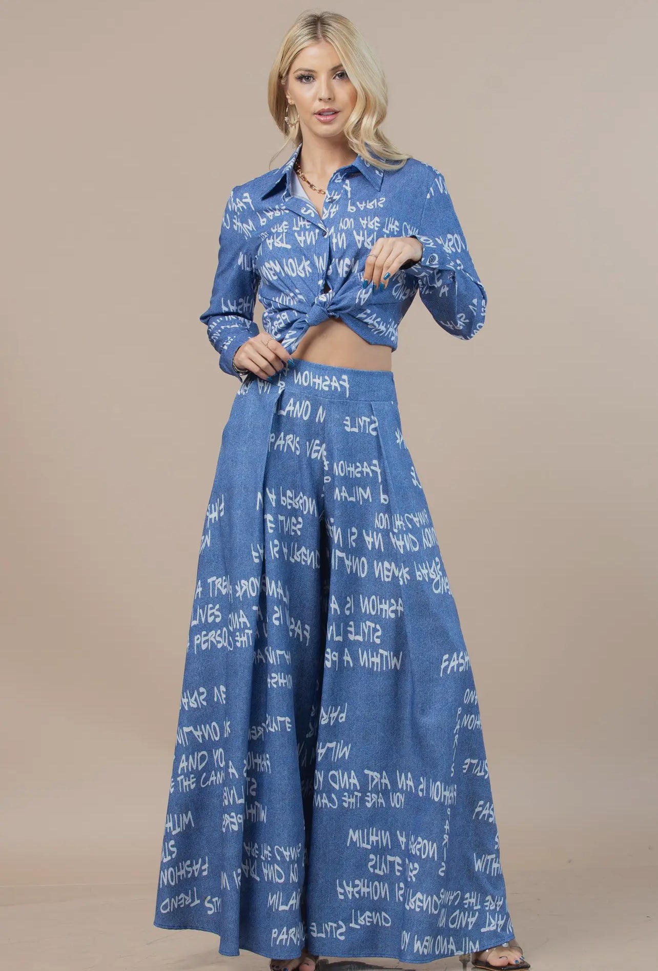 2pc Graffiti Denim Set