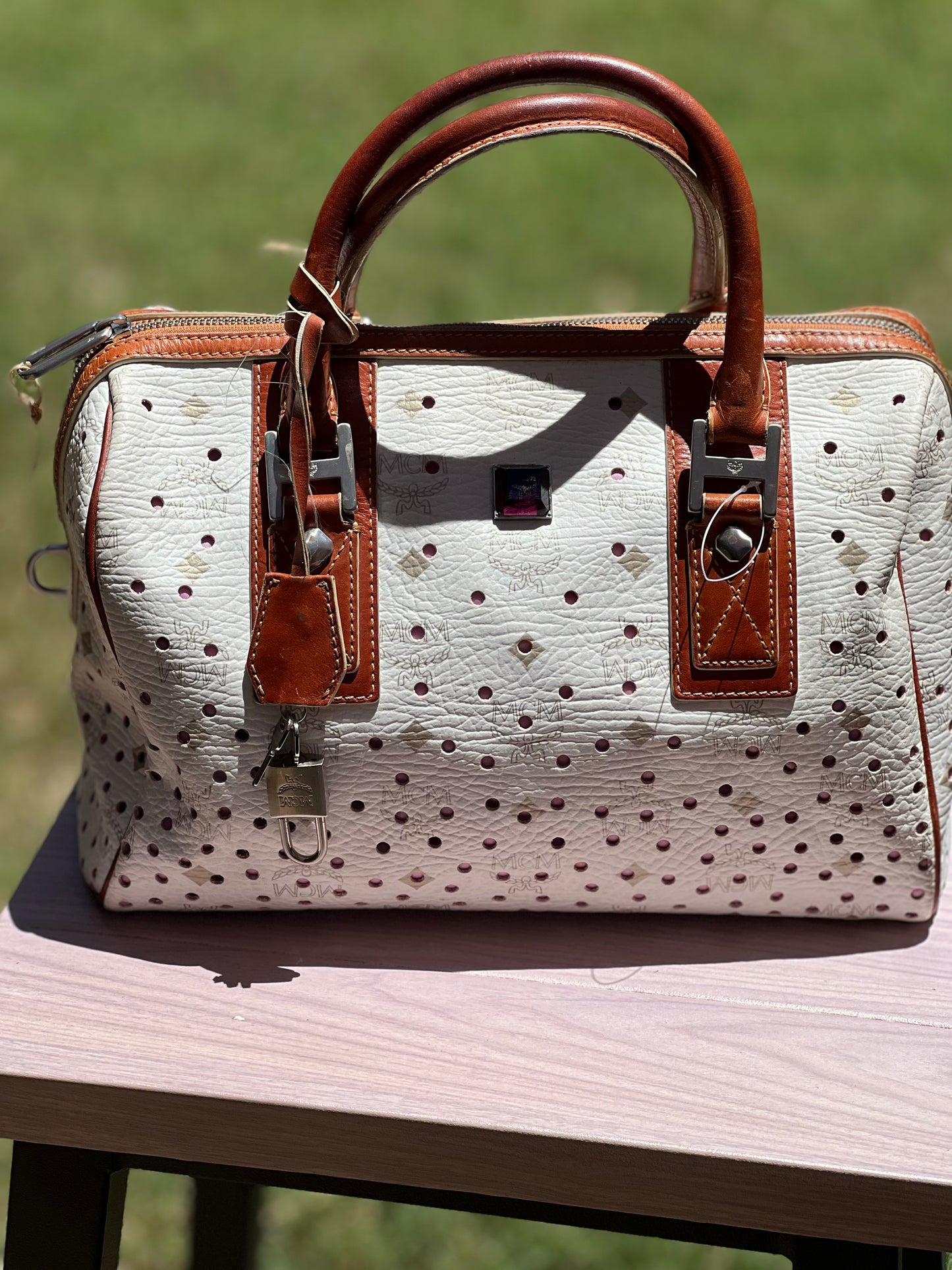 MCM Boston Bag With Lock And Key
