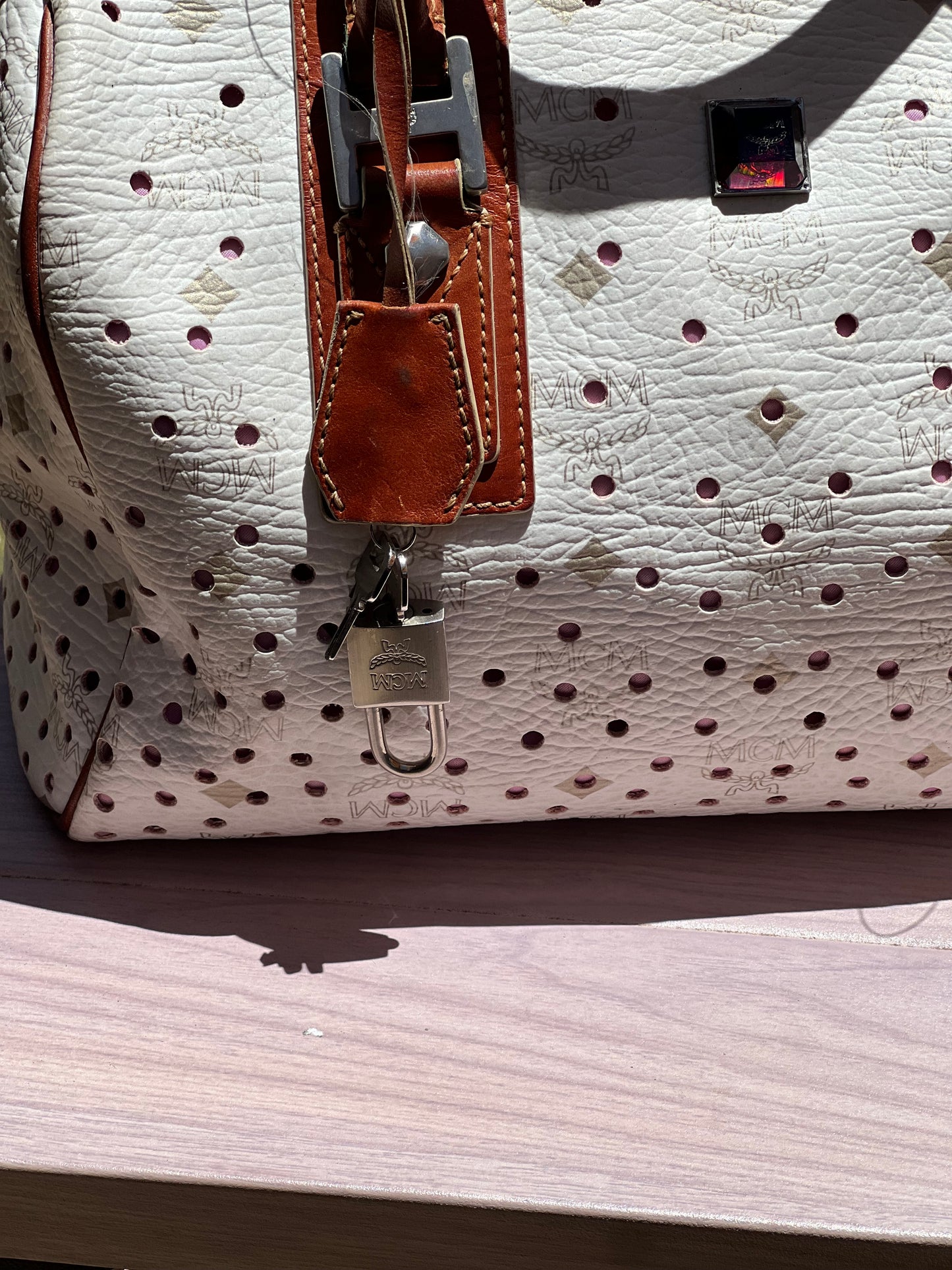 MCM Boston Bag With Lock And Key