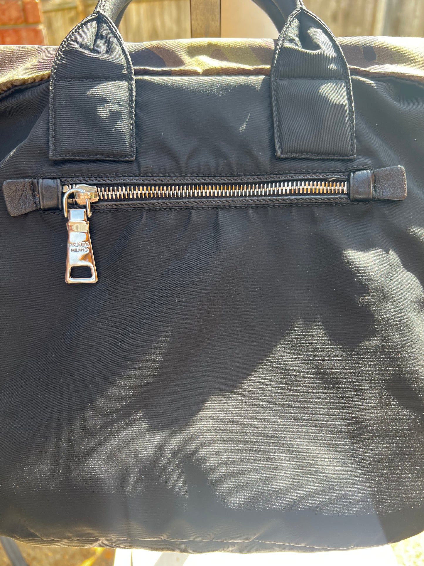 Prada Reversible Camouflage Black Tote