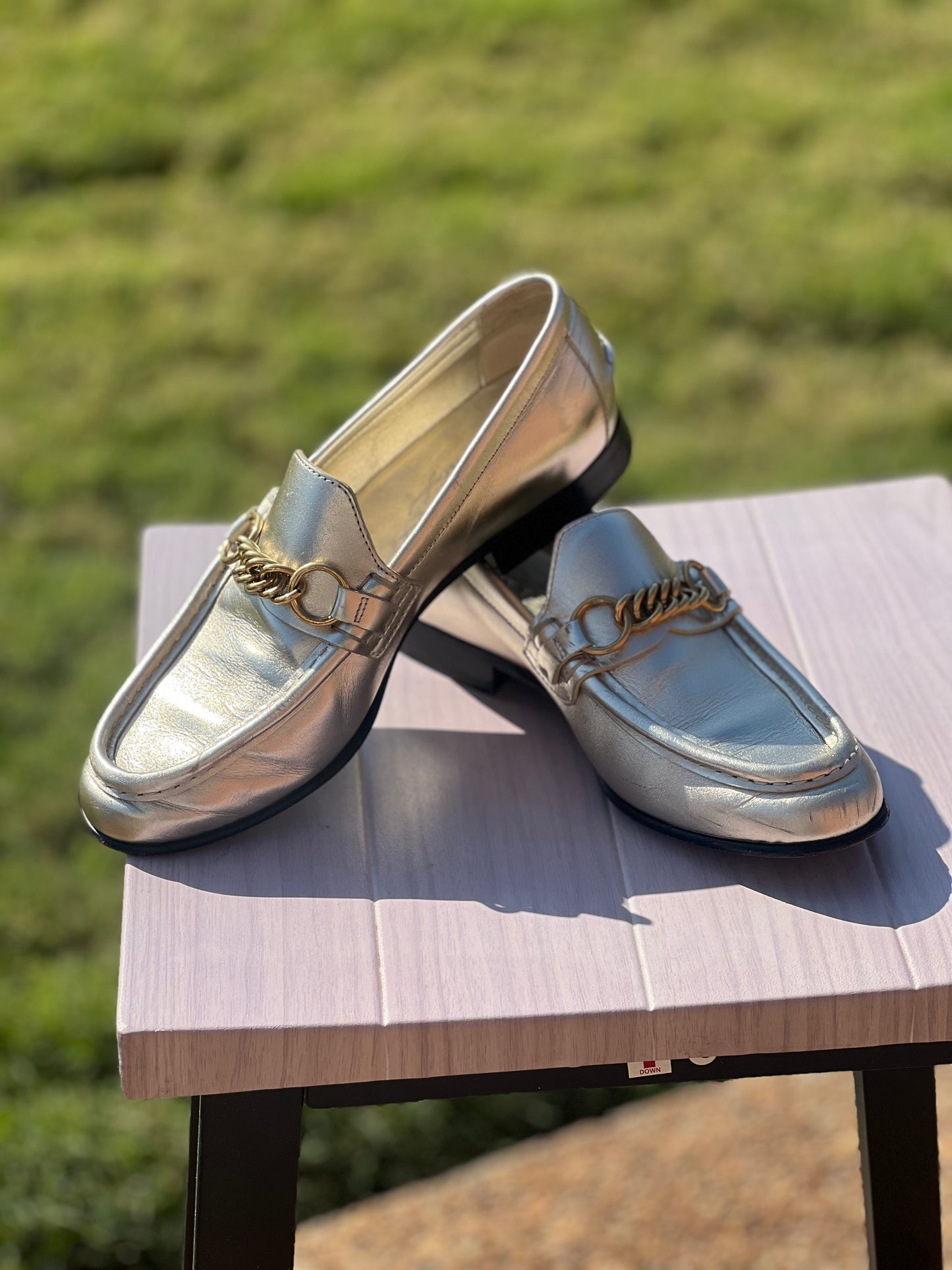 Burberry metallic loafers