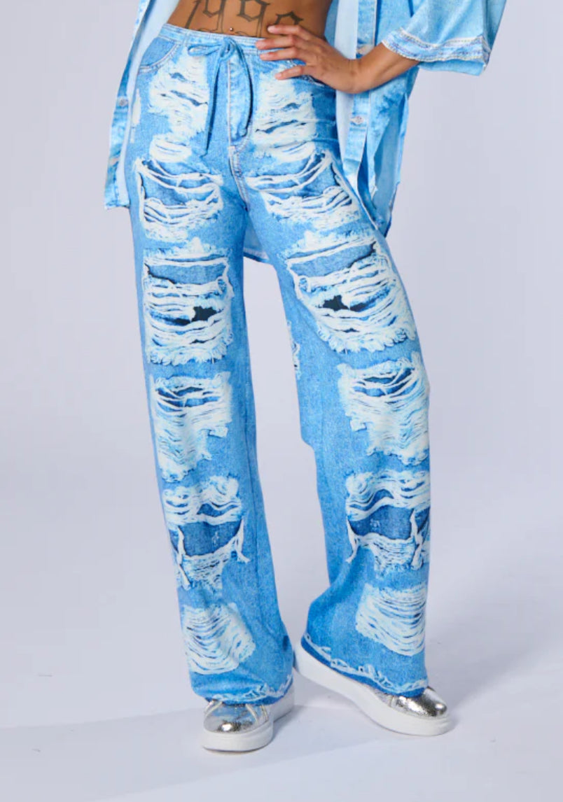 Wide leg stretchy pants