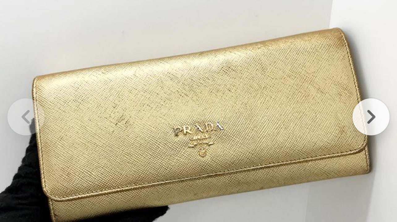 Prada Gold Saffiano Wallet