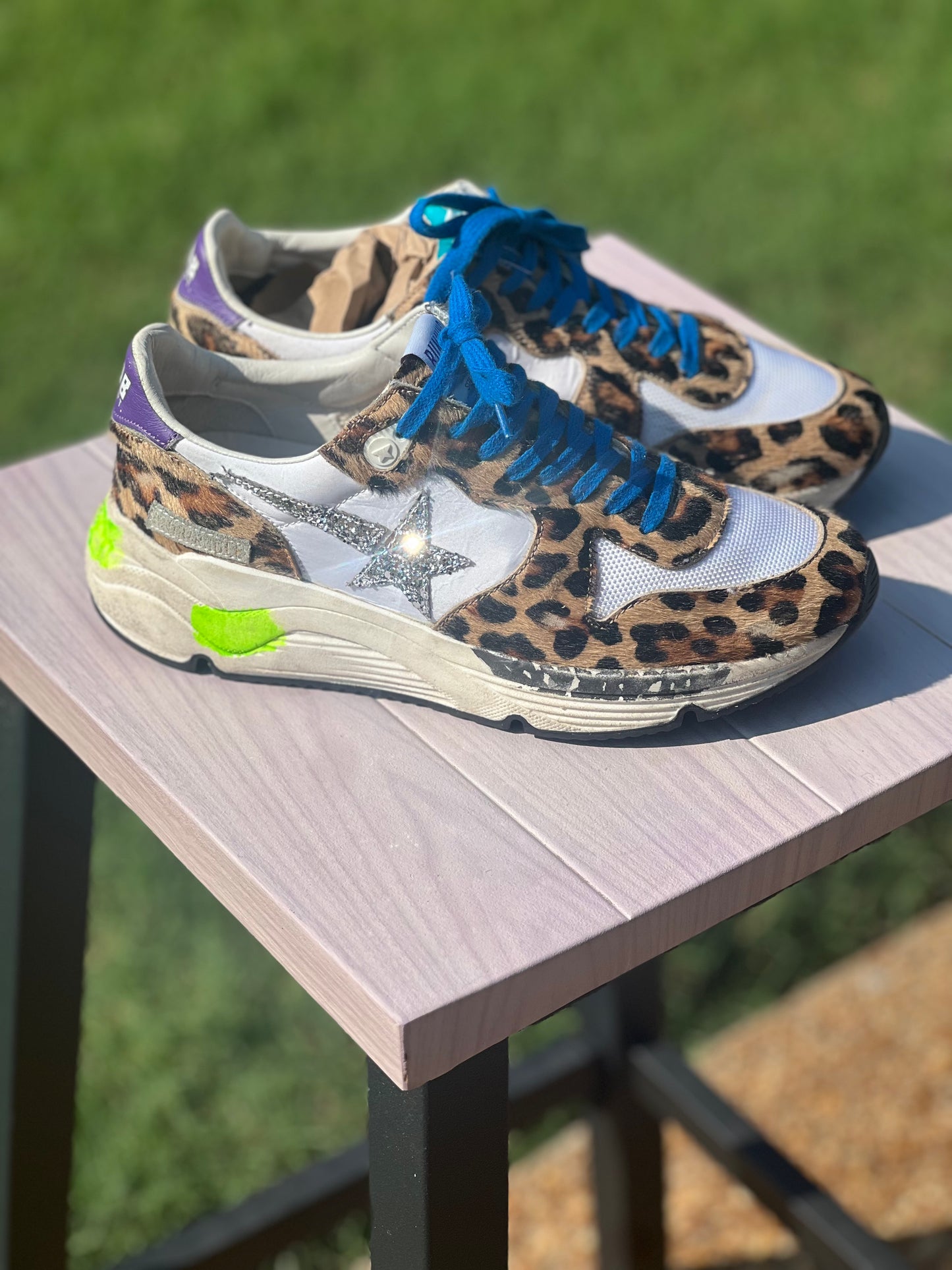 Golden Goose leather/fur trainers