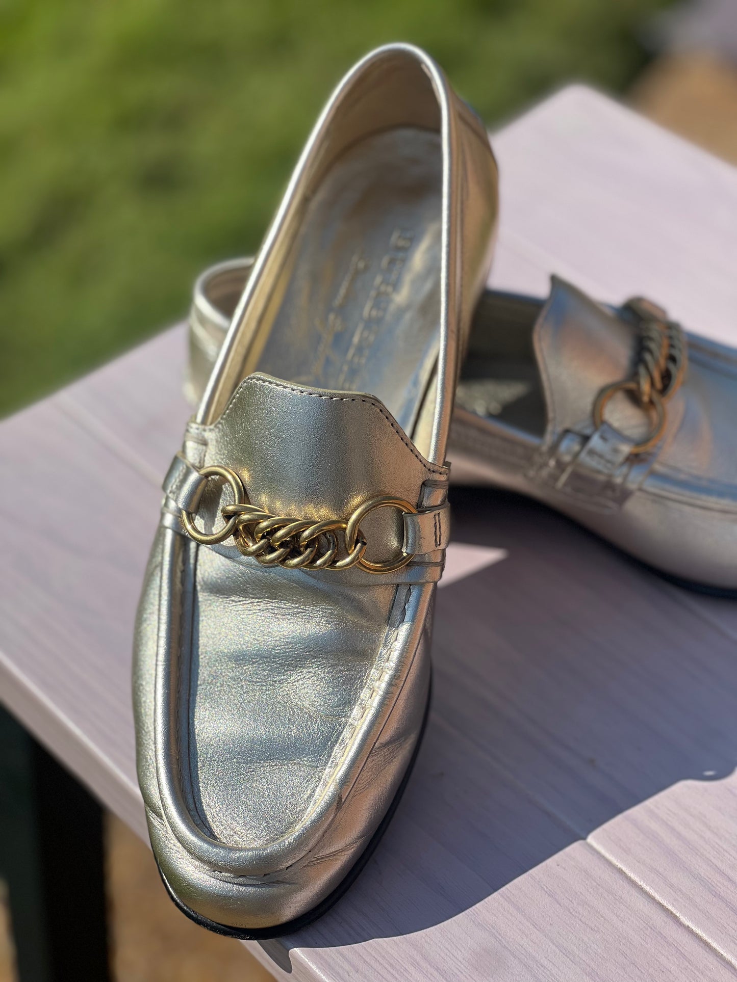 Burberry metallic loafers