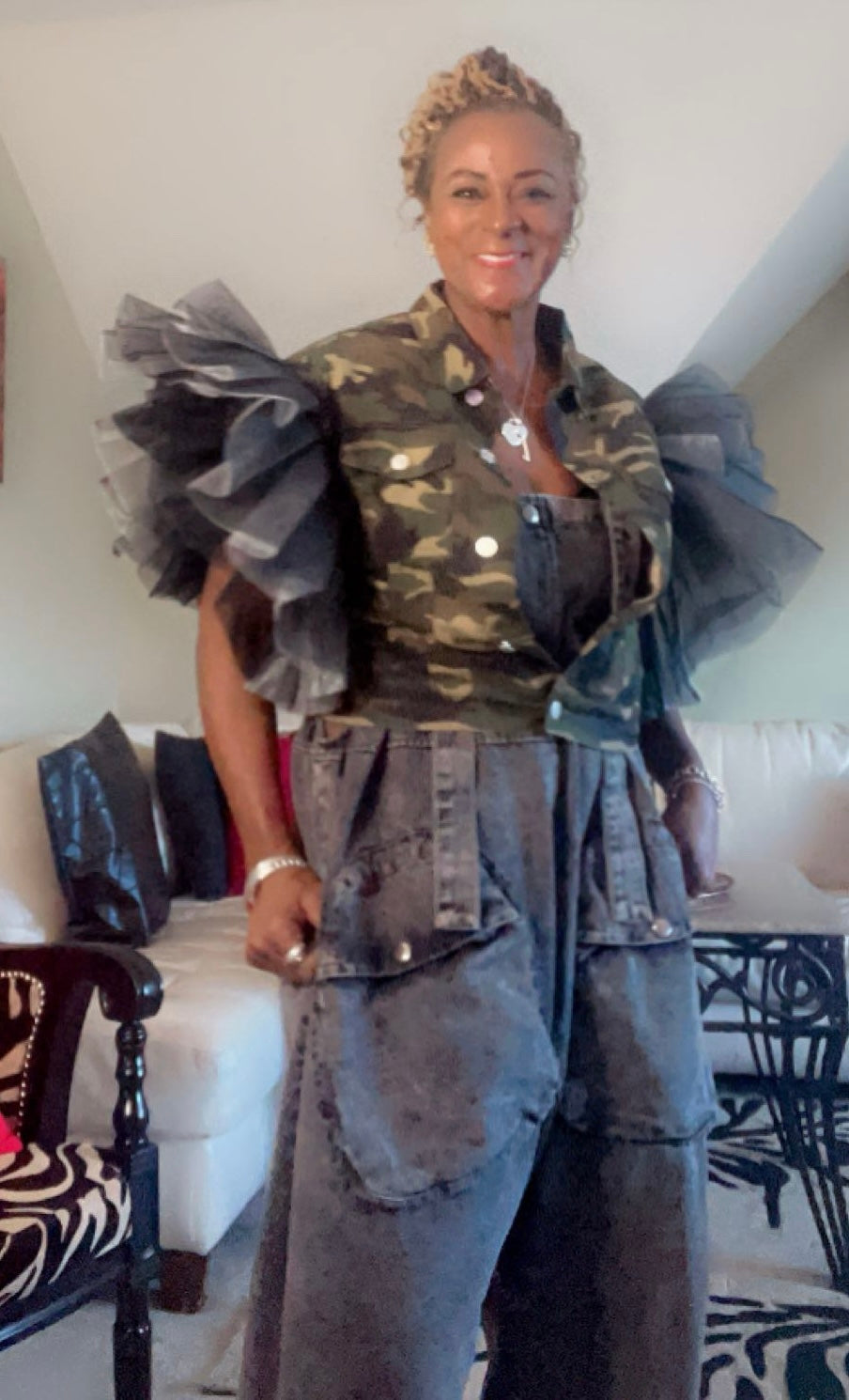 Tulle Shoulder Camo vest