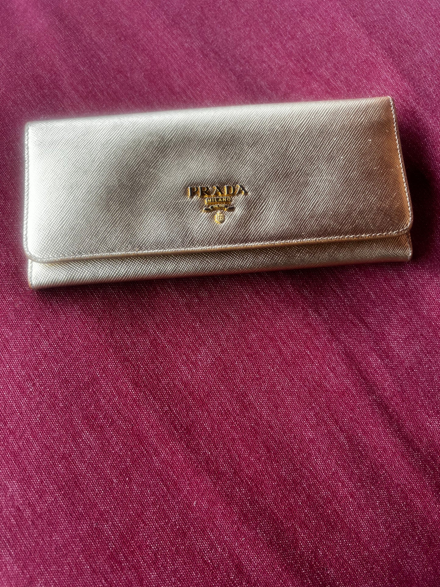 Prada Gold Saffiano Wallet
