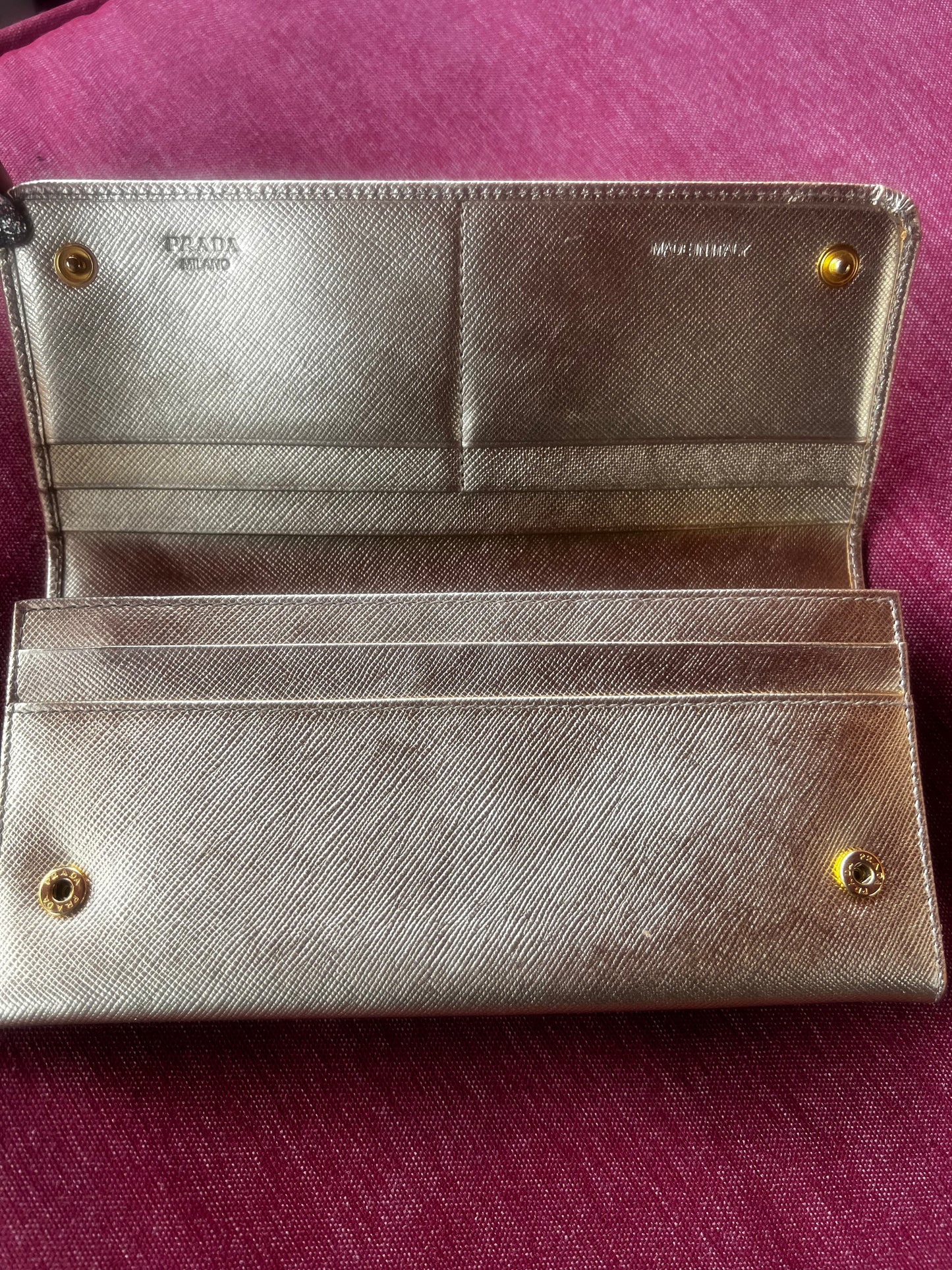 Prada Gold Saffiano Wallet