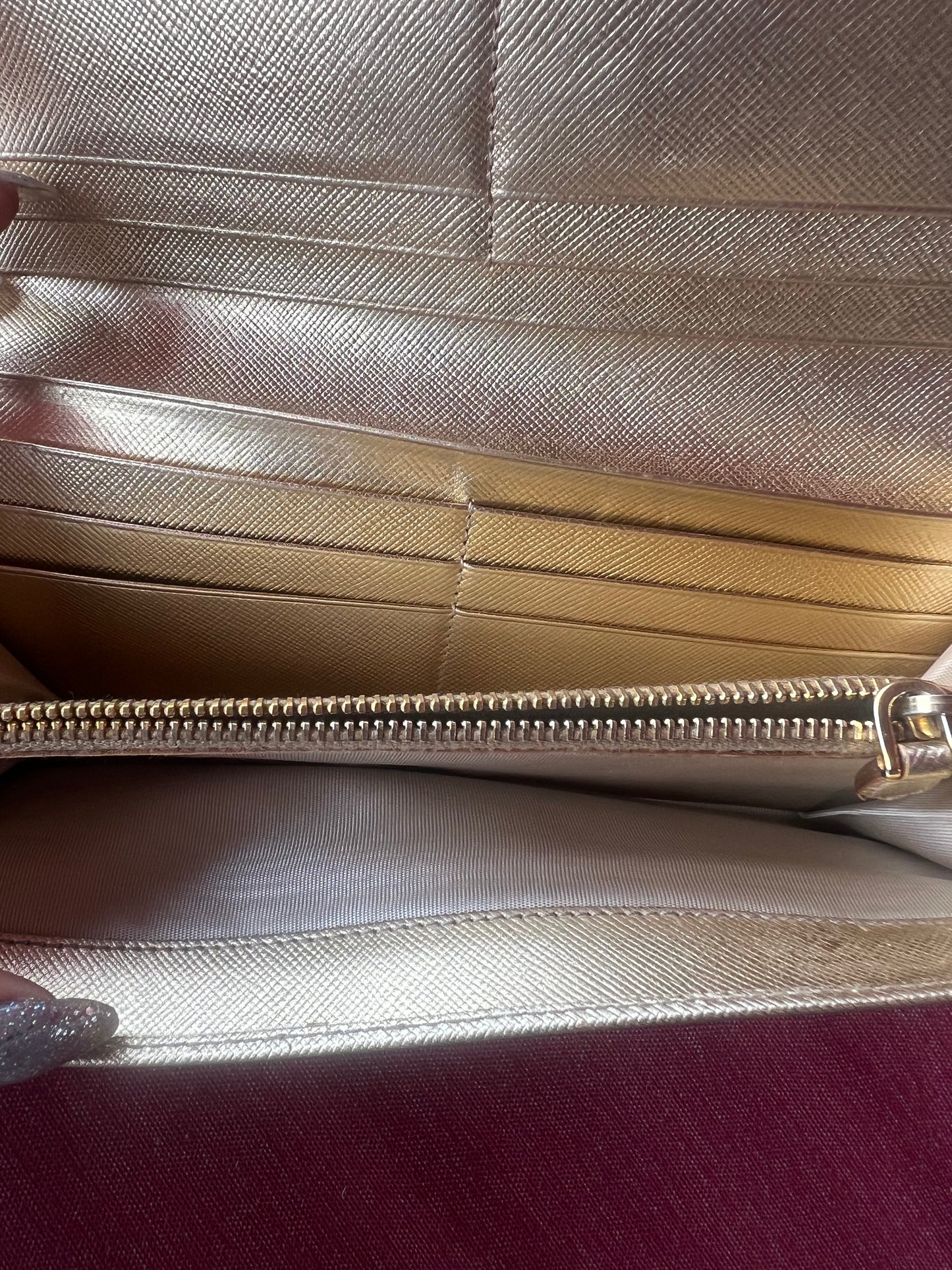 Prada Gold Saffiano Wallet