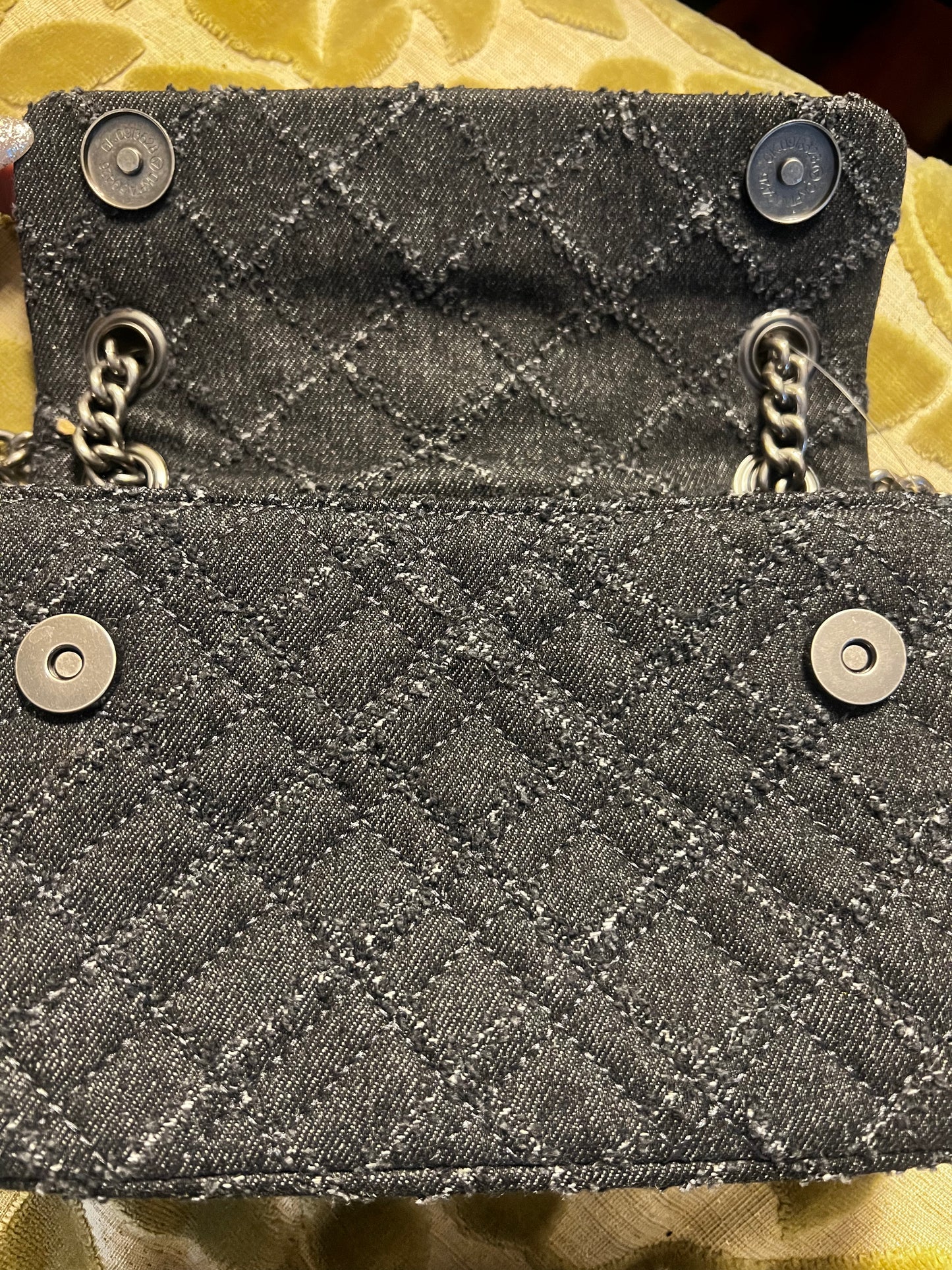 Kurt Geiger Brixton Quilted Shoulder Black Denim