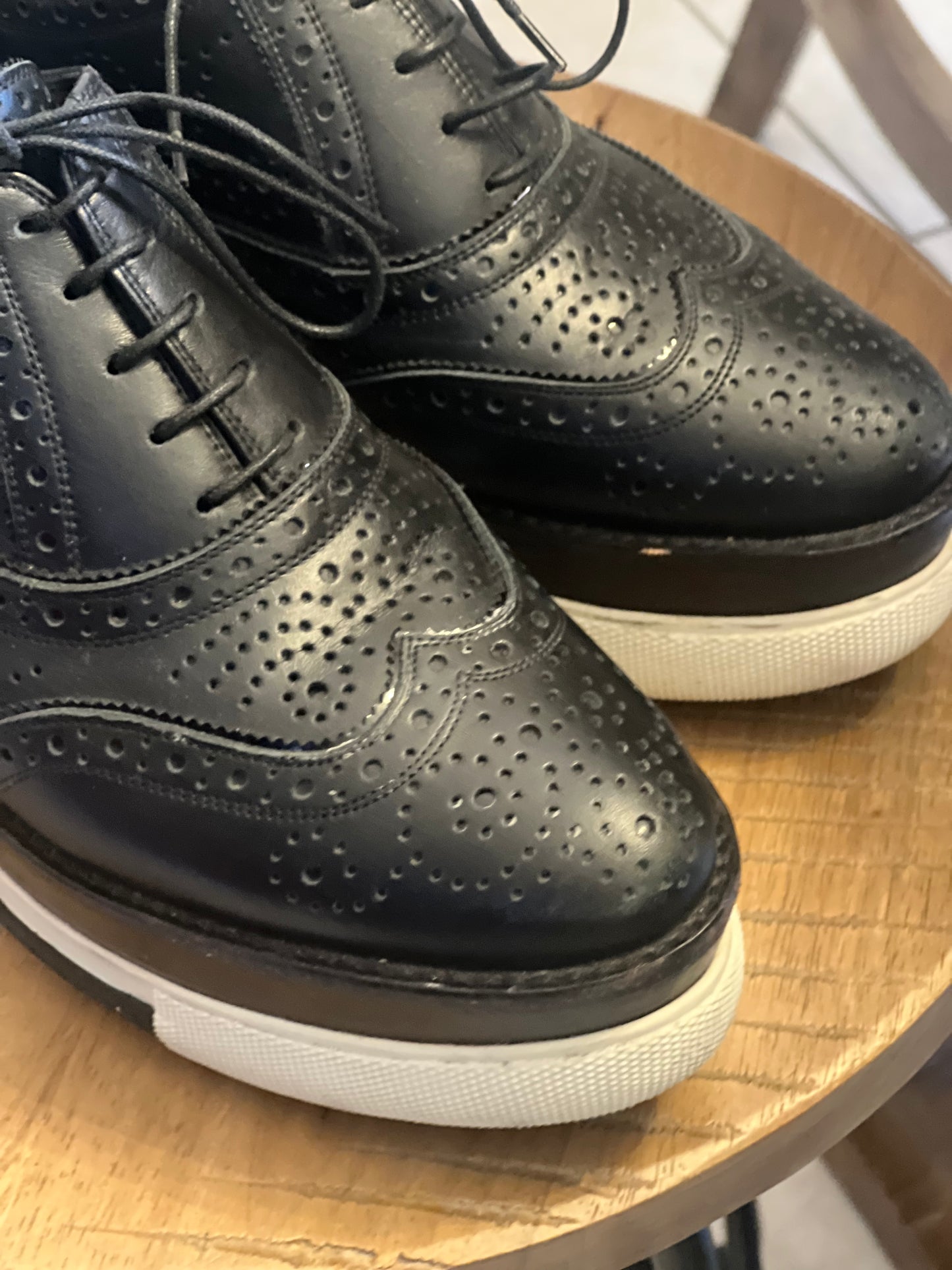 Miu Miu Black Brogue Leather Oxford Platform