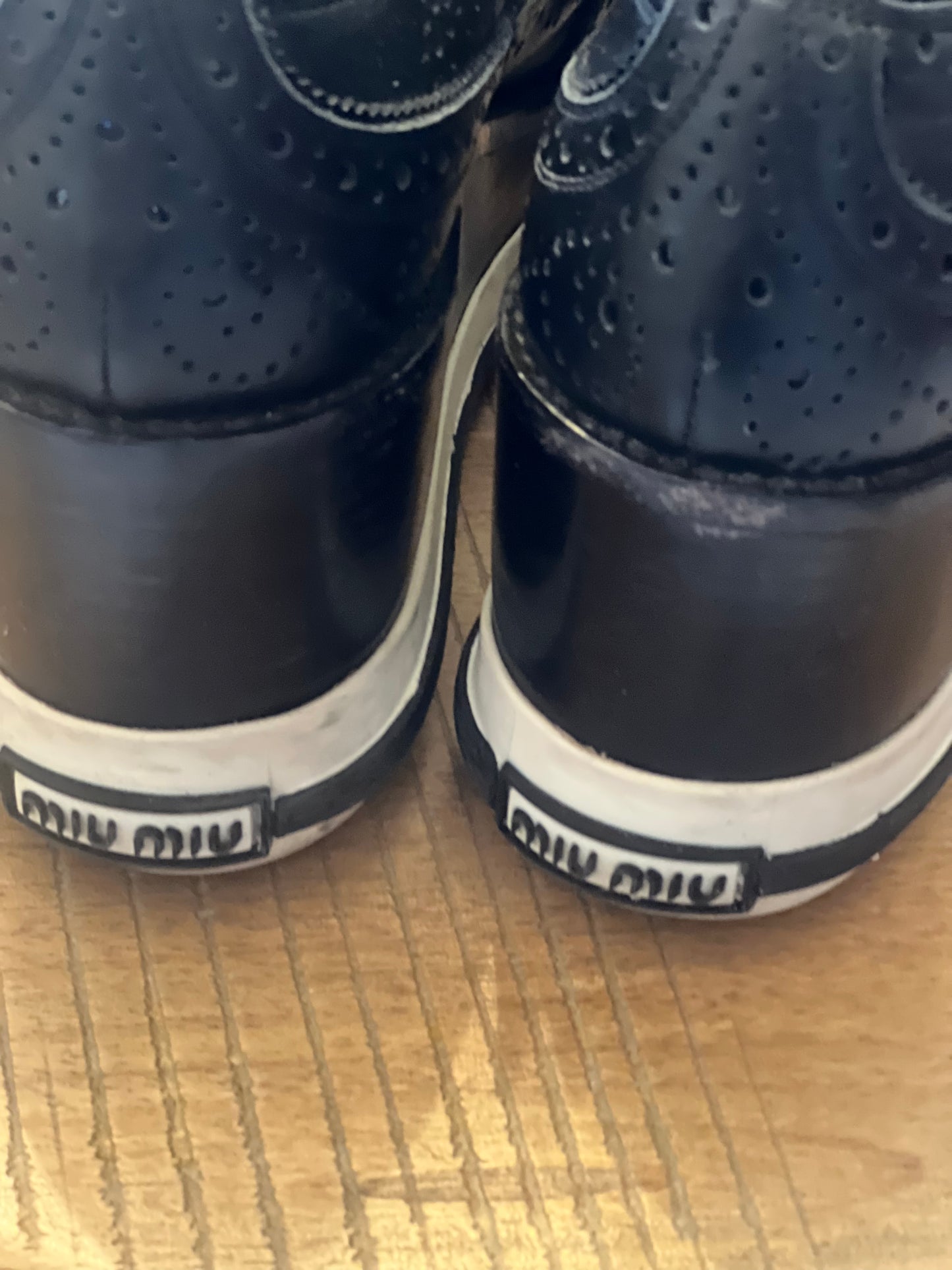 Miu Miu Black Brogue Leather Oxford Platform