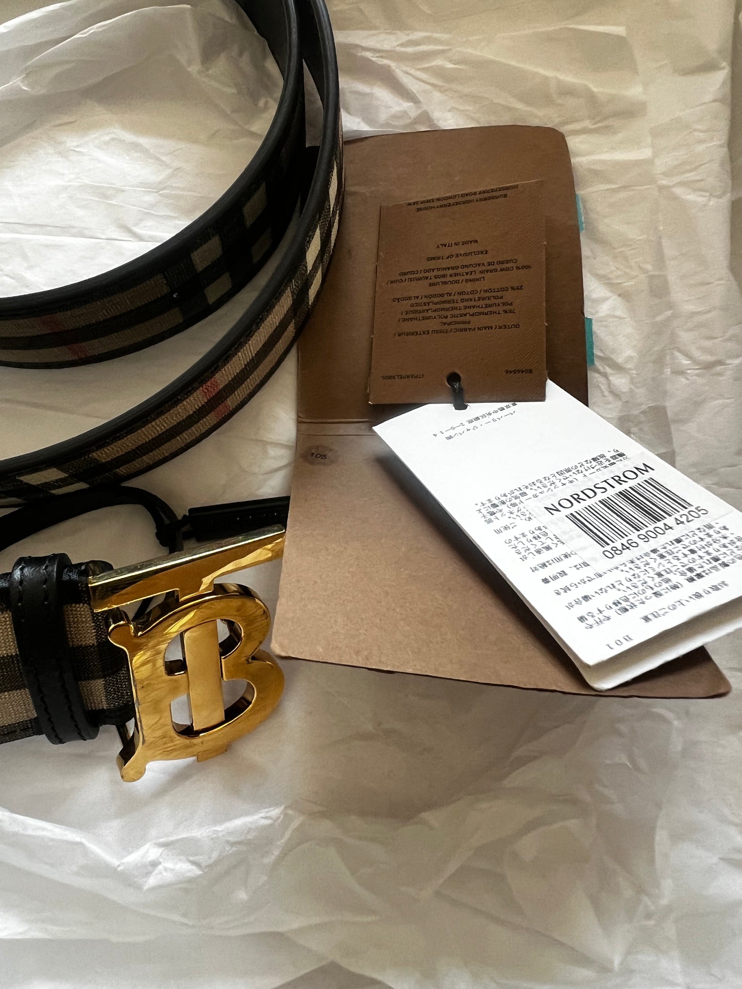 Burberry Belt With Box Size L Like New