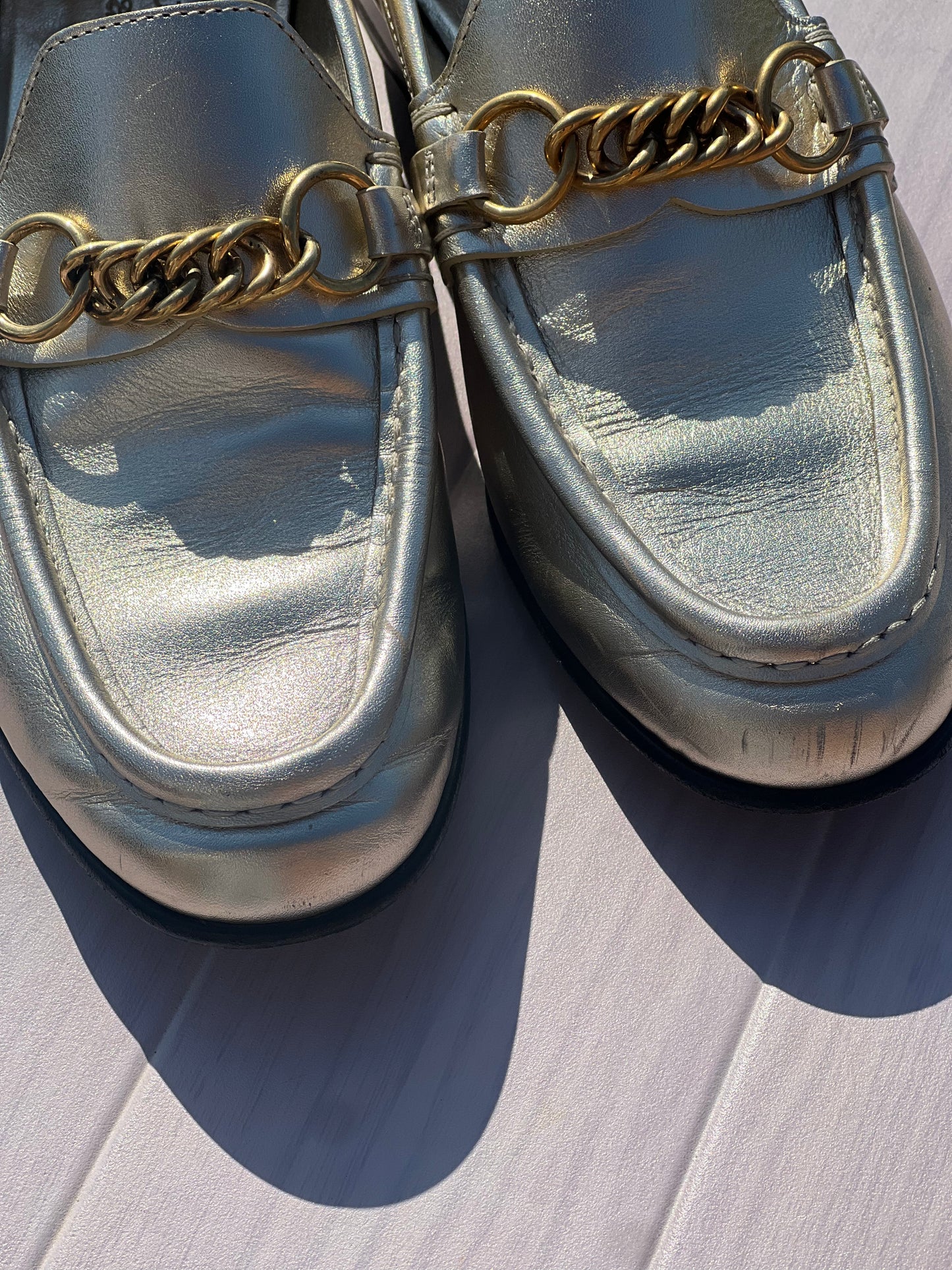Burberry metallic loafers