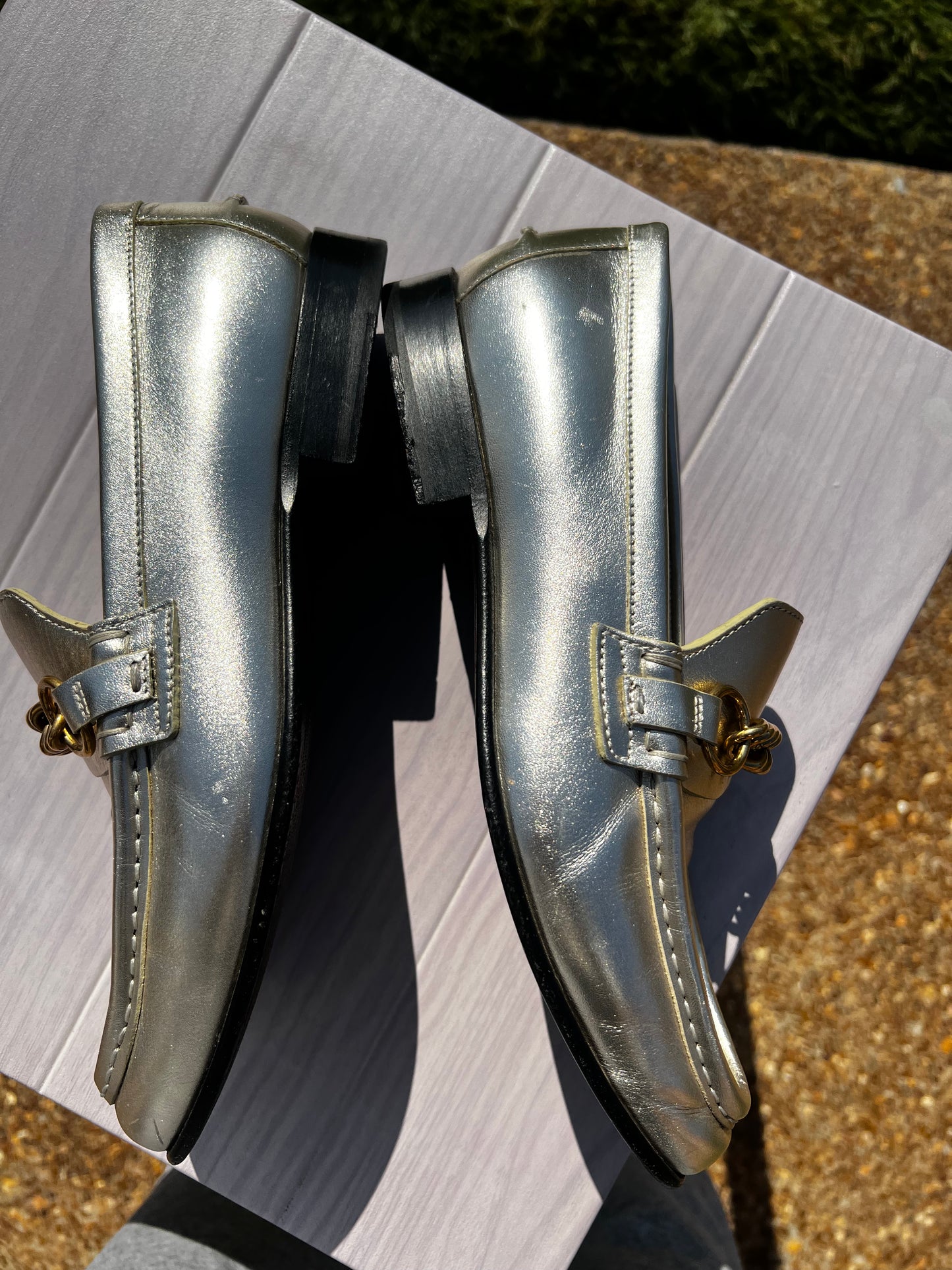 Burberry metallic loafers