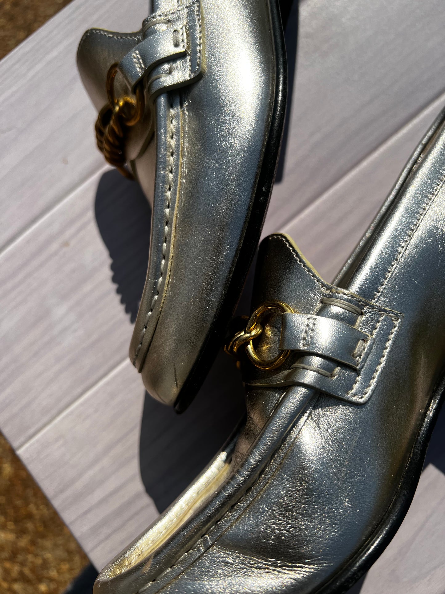 Burberry metallic loafers