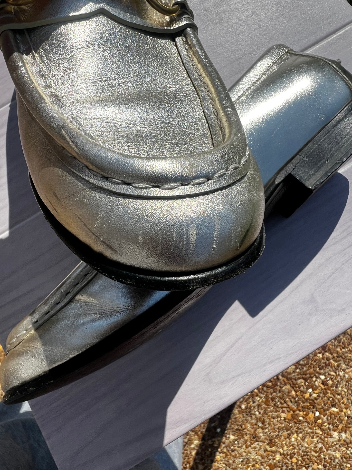 Burberry metallic loafers