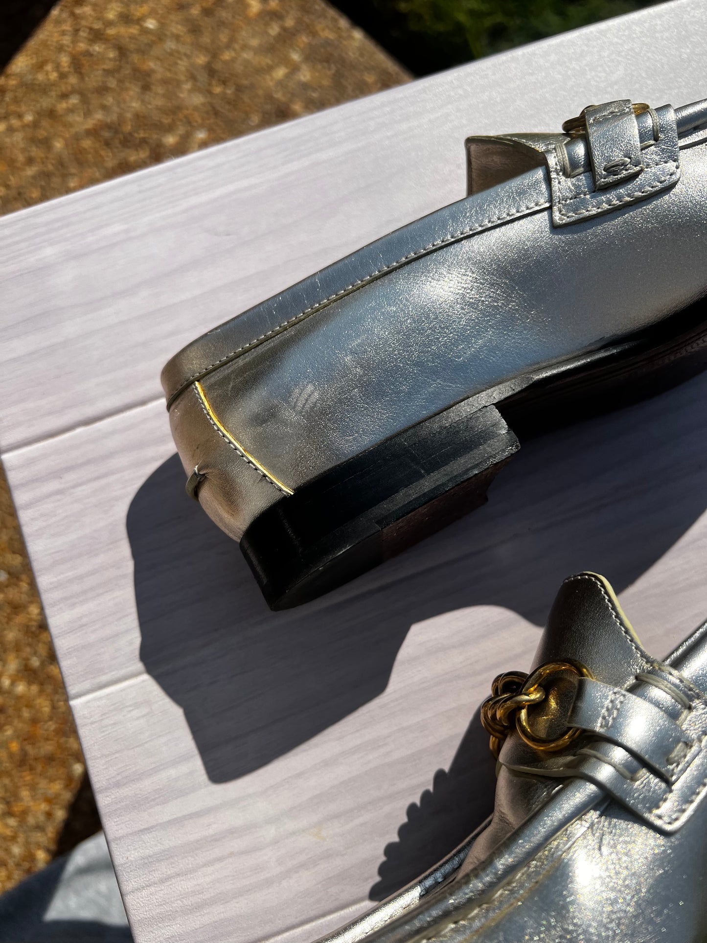 Burberry metallic loafers