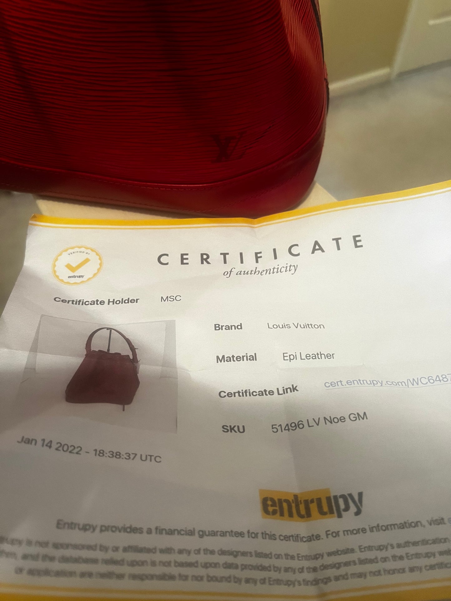 Louis Vuitton Noe GM Red