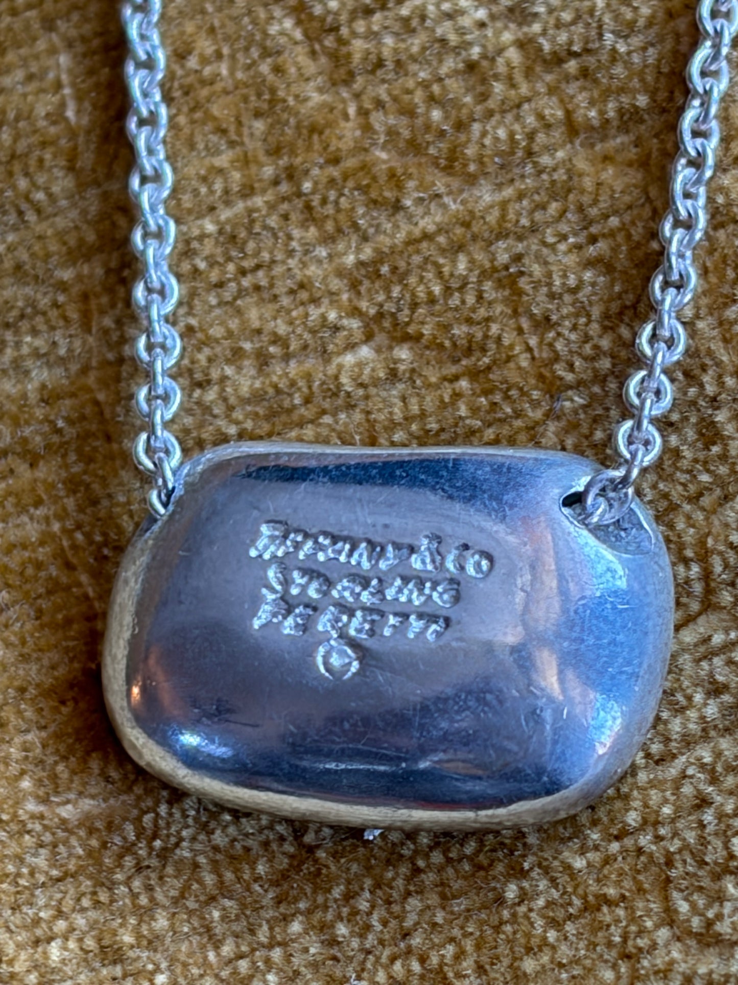 Tiffany & Co Sterling Silver Peretti Large Bean Pendant & Necklace 15”