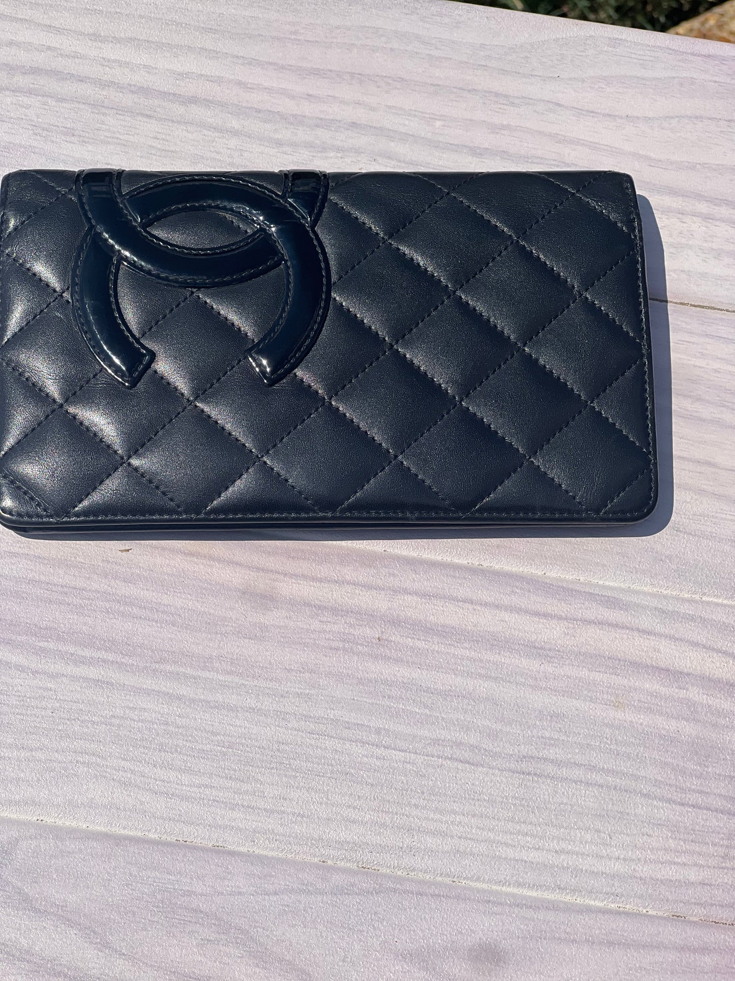 Chanel black leather Cambon wallet