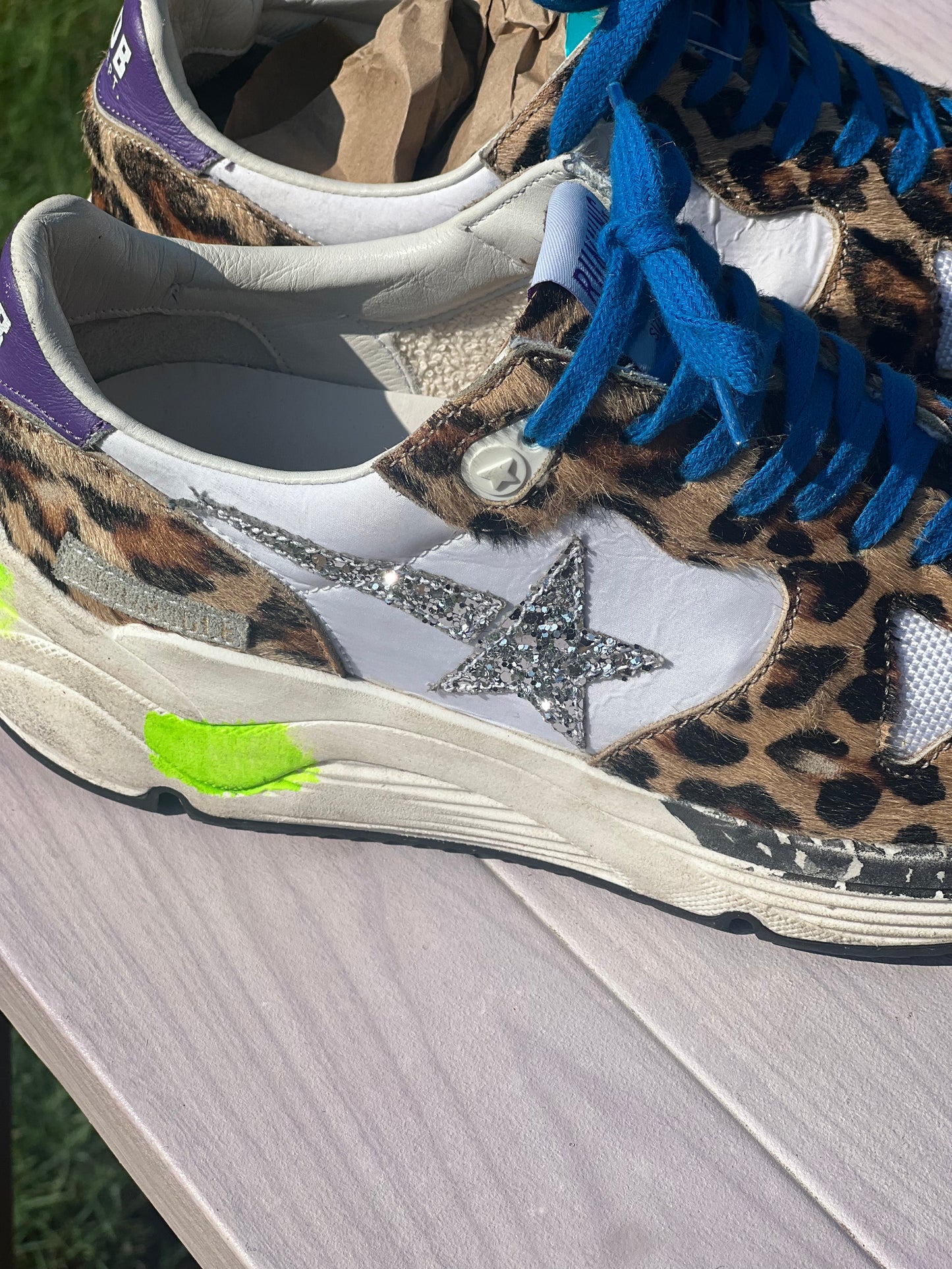 Golden Goose leather/fur trainers