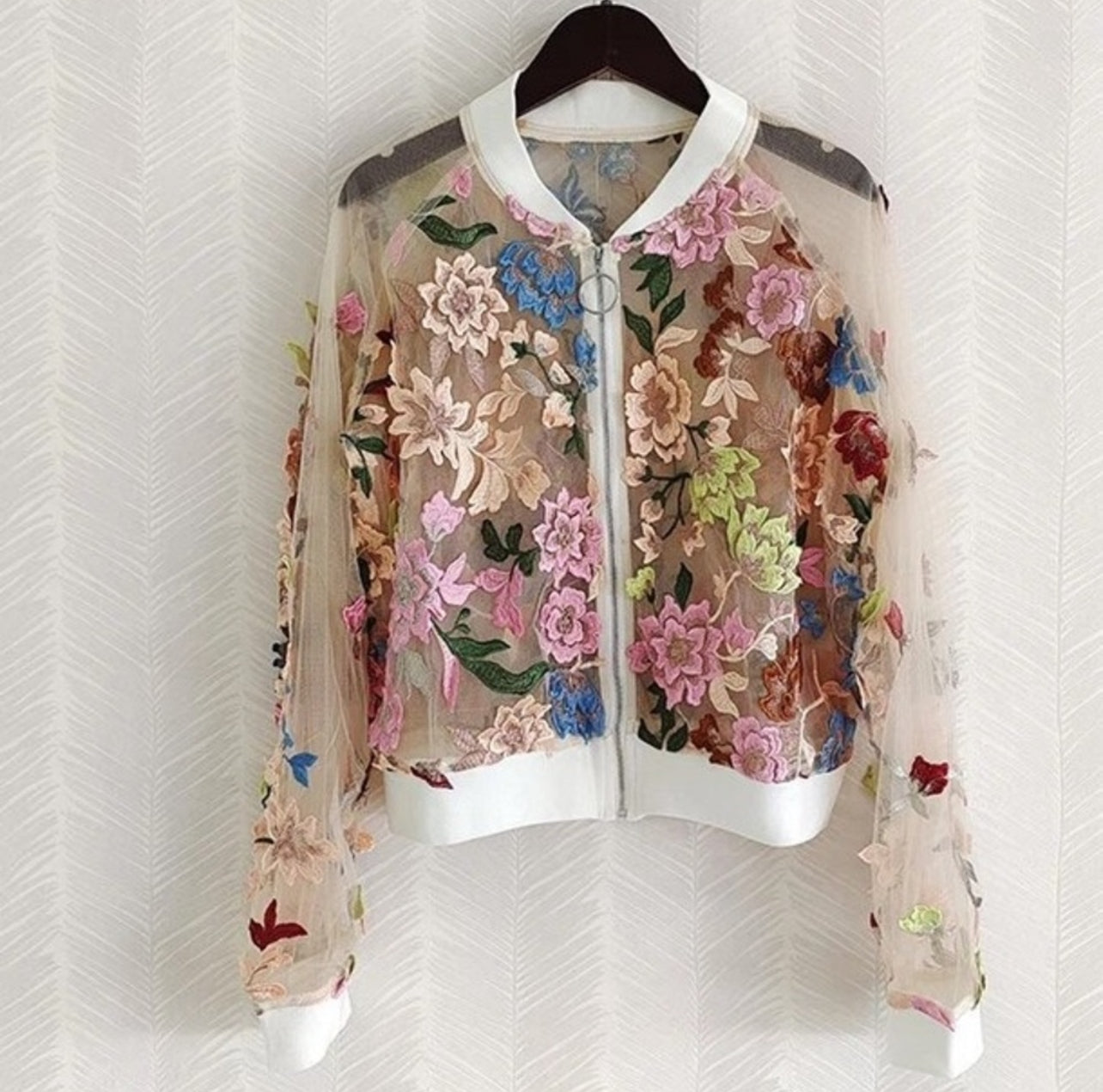 Jacket Floral Mesh long sleeve