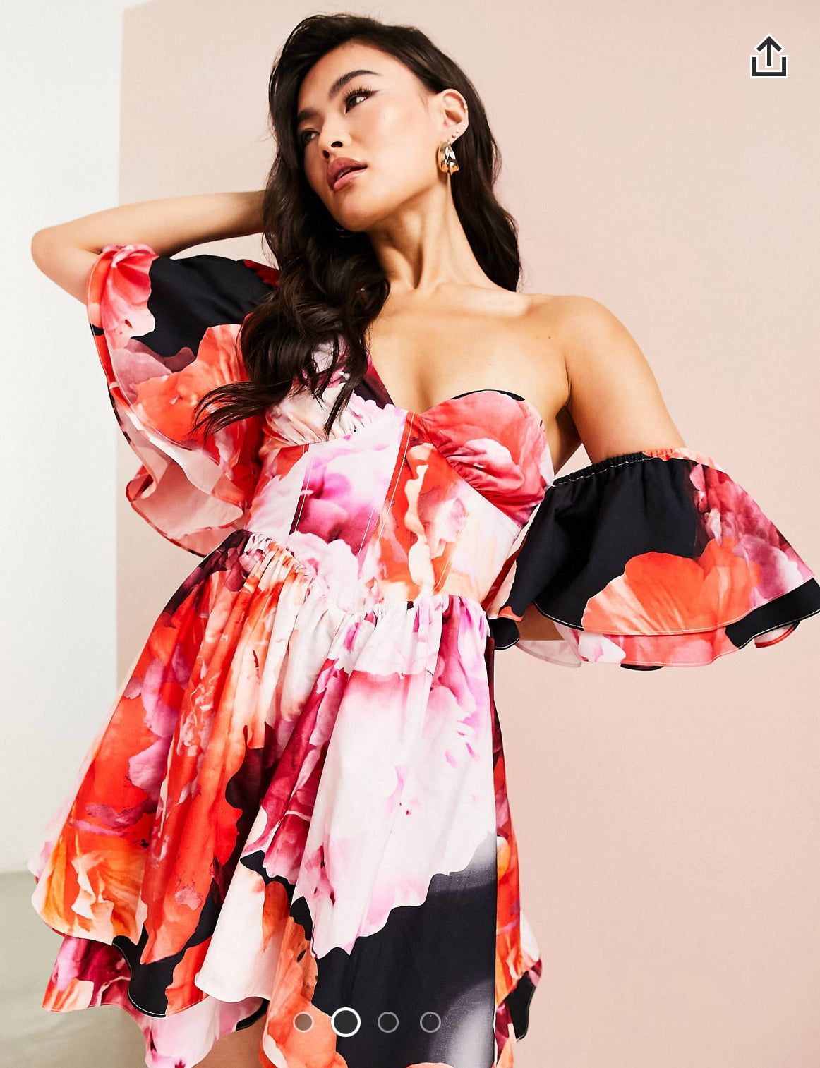 Dress floral one shoulder