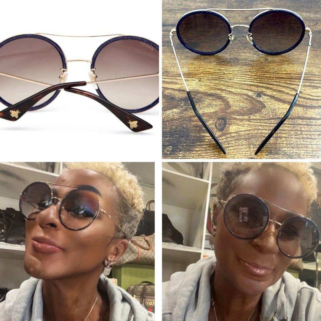Gucci Round Aviator Sunglasses Navy