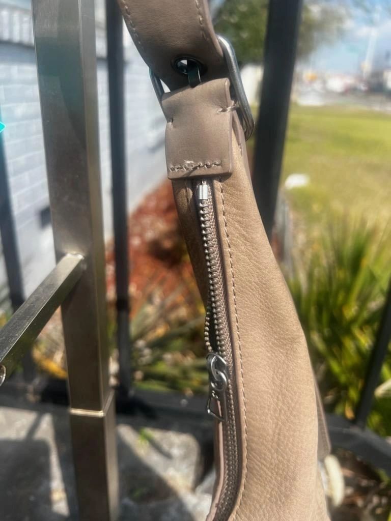 Lucky Brand Sedona Taupe Suede Hobo Like New