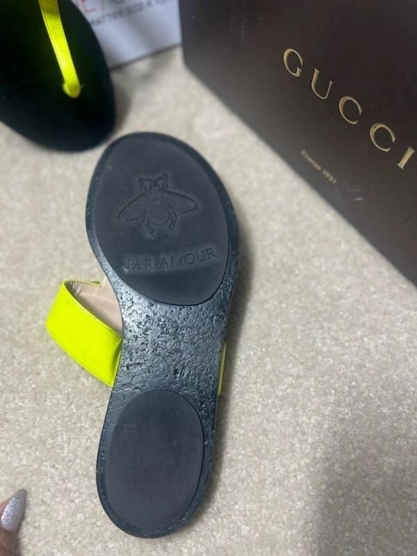 Gucci Neon Green Thong Sandals Size 39