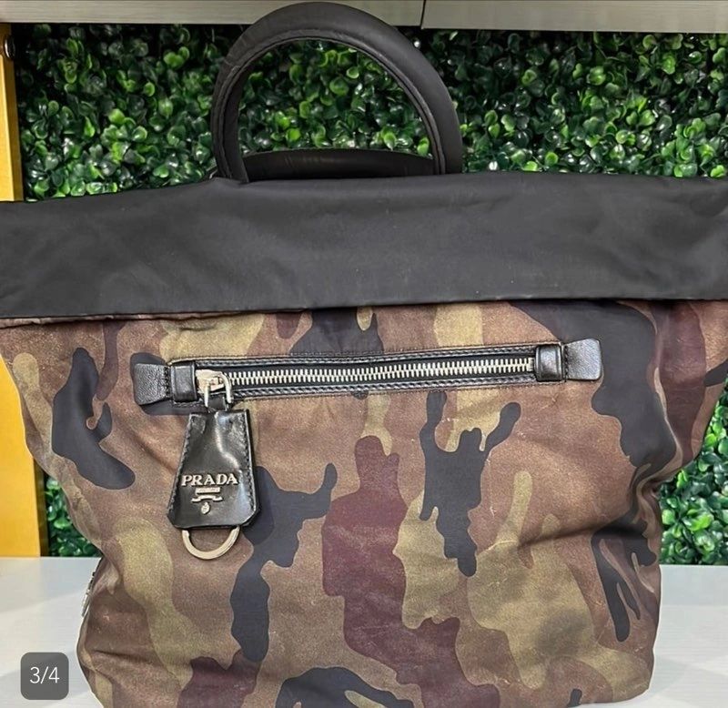 Prada Reversible Camouflage Black Tote