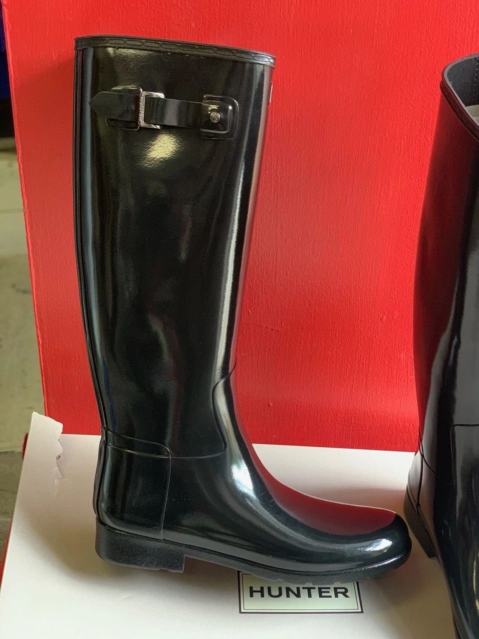 Hunter Black High Gloss Knee Boot New In Box Size 10