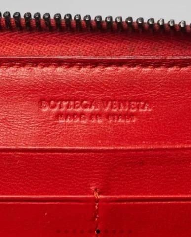 Bottega Veneta Red Intrecciato Leather Zip Around Wallet