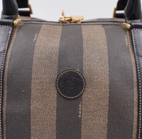 FENDI Coated Canvas Pequin Boston Bag