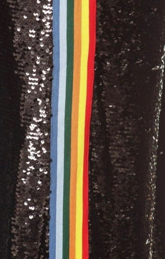 Palazzo Black Sequin Pants With Strips