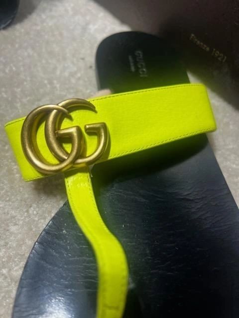 Gucci Neon Green Thong Sandals Size 39