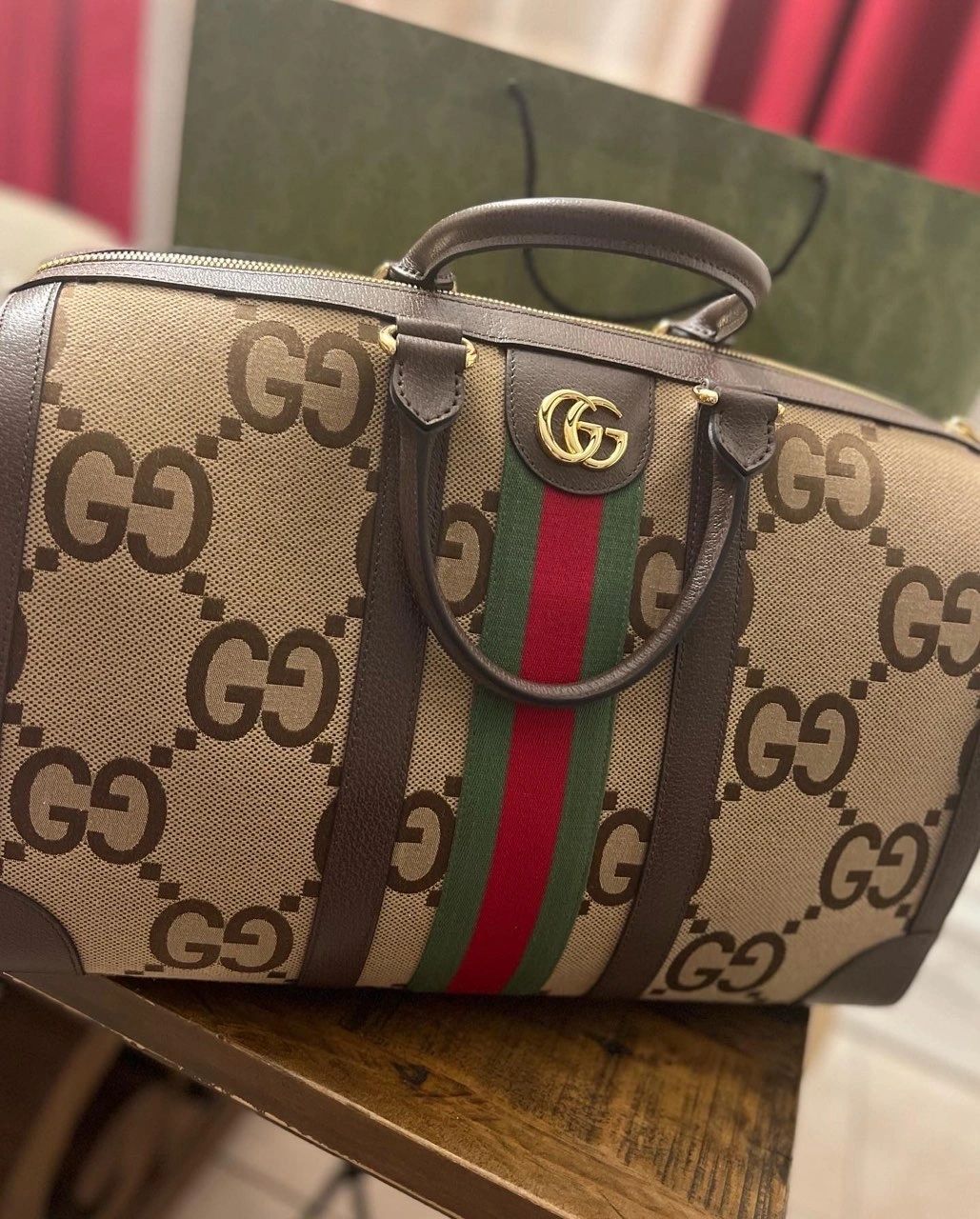 Gucci GG Jumbo Duffle Bag With Strap NEW