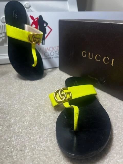 Gucci Neon Green Thong Sandals Size 39