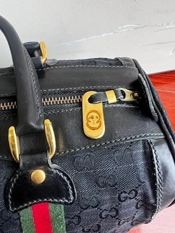 Gucci Vintage Black Sherry Line Boston Bag