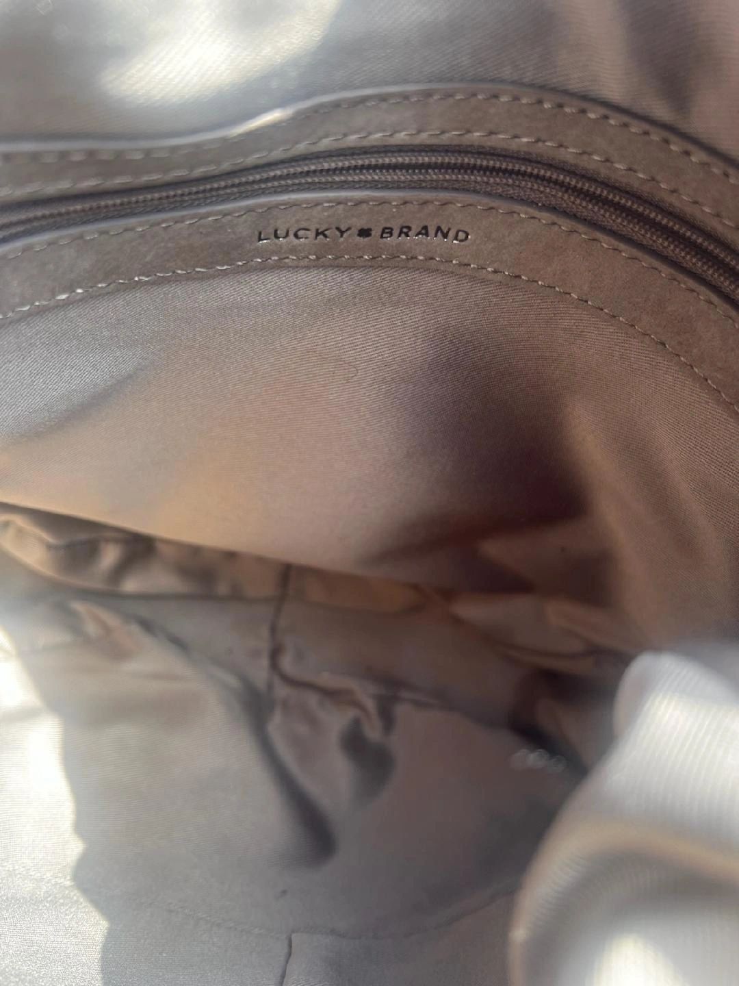 Lucky Brand Sedona Taupe Suede Hobo Like New