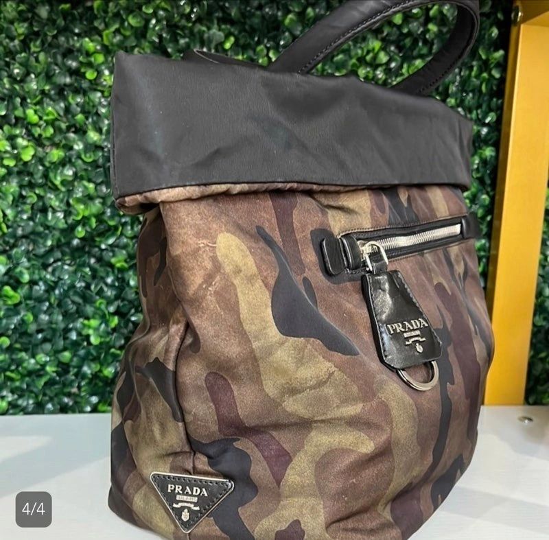Prada Reversible Camouflage Black Tote