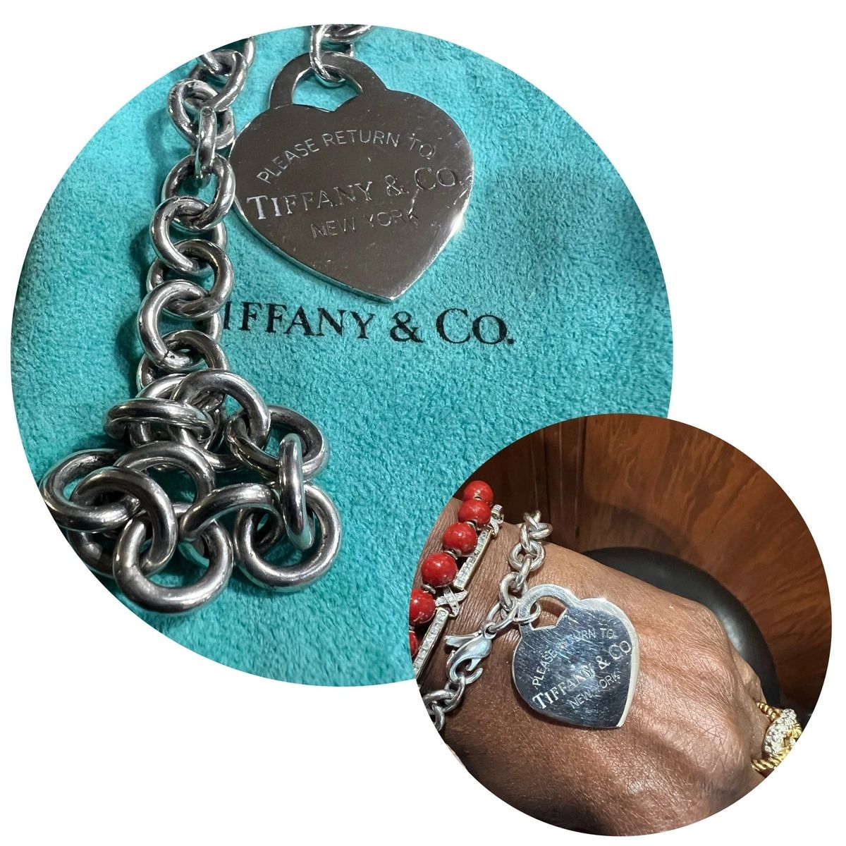 Tiffany and Company Extra Large RTT Heart Bracelet 7" With Pouch