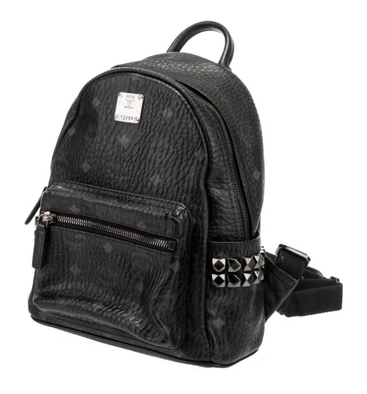 black mcm mini backpack MCM Visetos Stark Black Side Small Backpack – simplydivineconsign