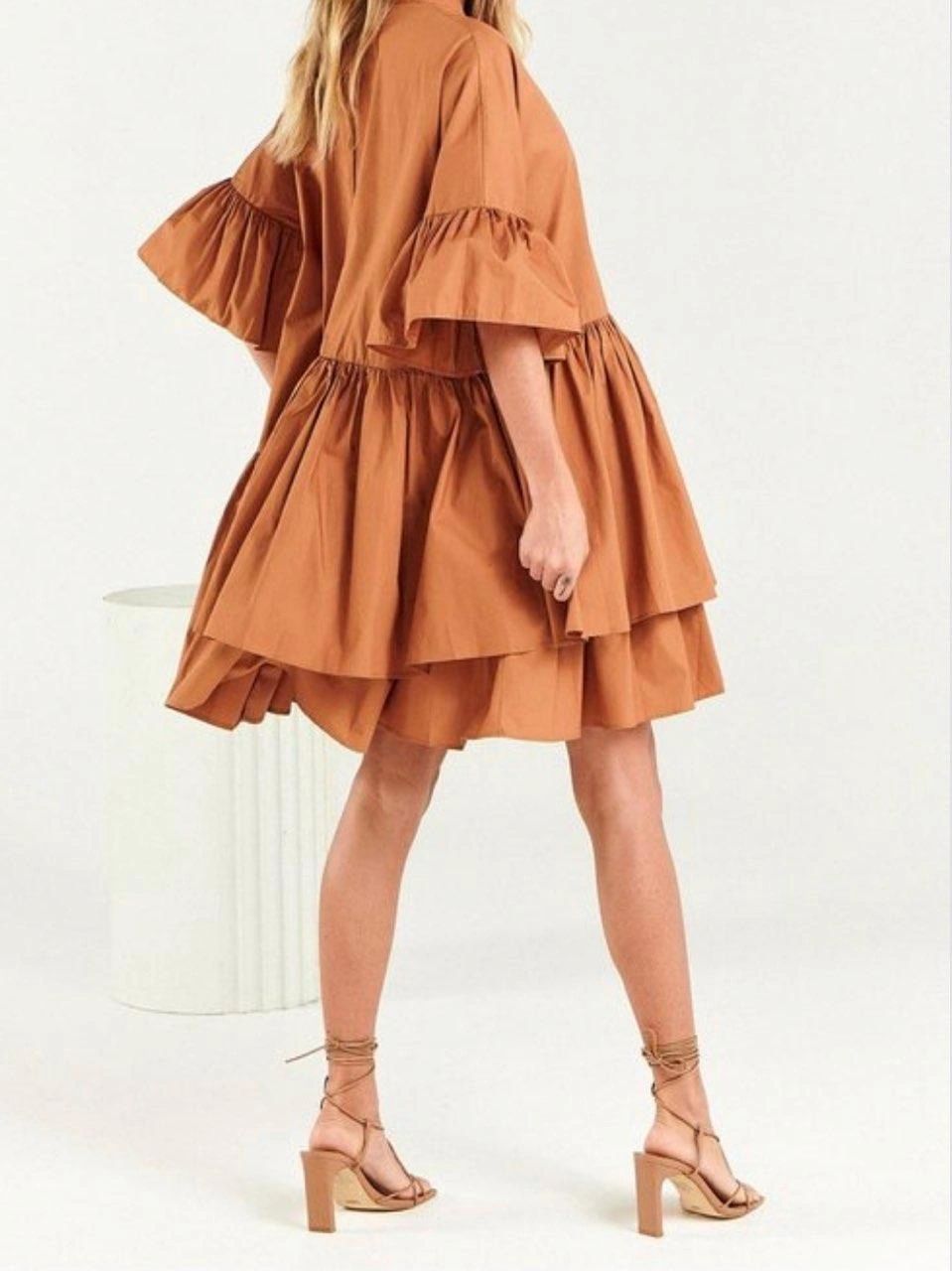 Rust Ruffle Dress