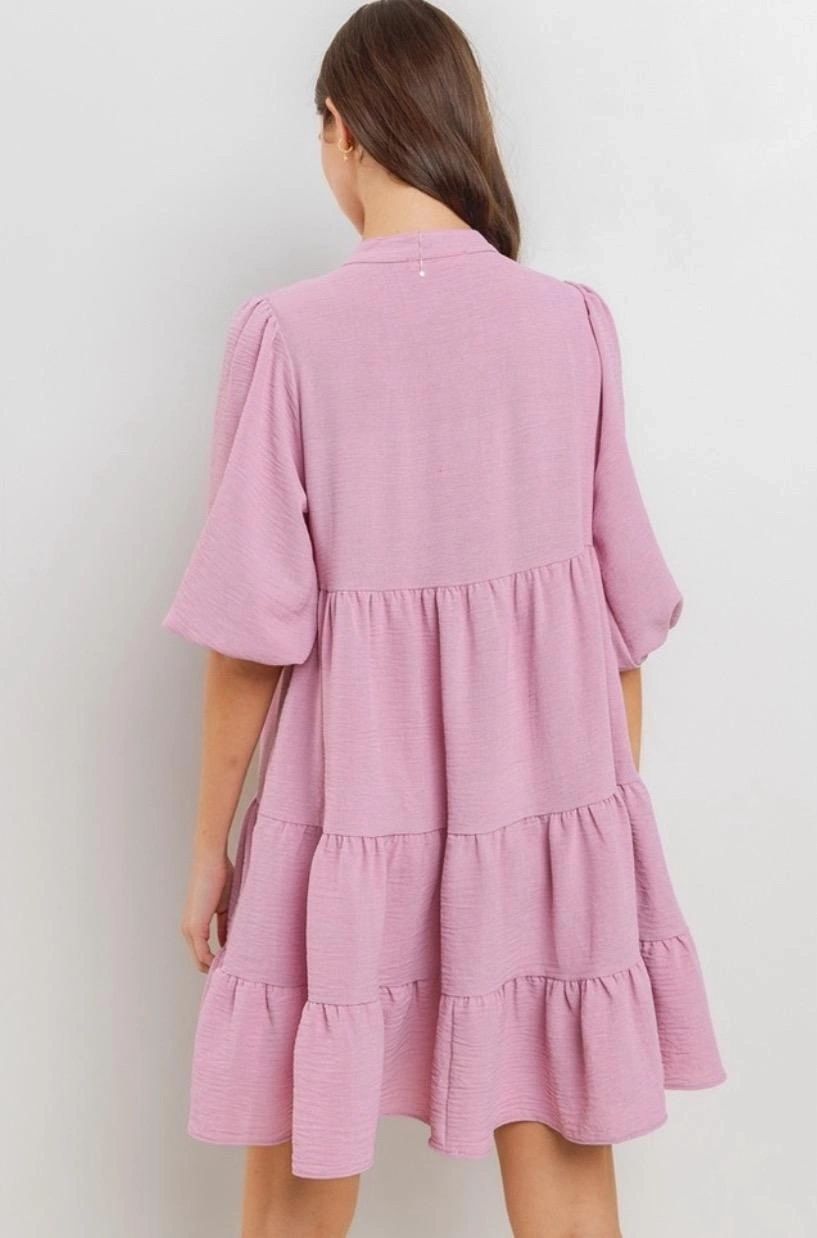Pink Ruffle Smock Dress Size L