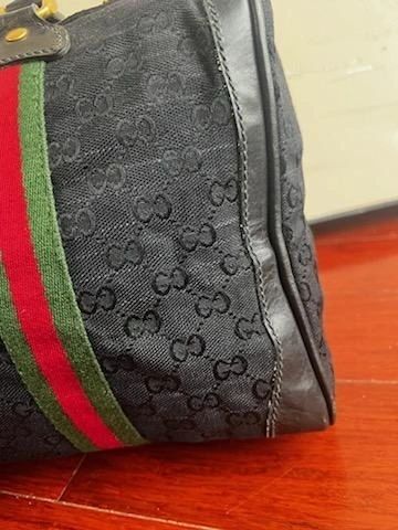 Gucci Vintage Black Sherry Line Boston Bag
