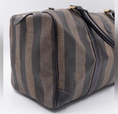 FENDI Coated Canvas Pequin Boston Bag