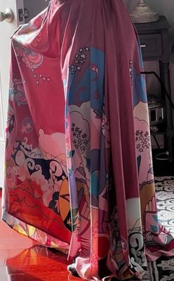 Boho full Mauve Maxi Lantern Sleeves Bow or Tie Belt Size Medium