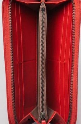Bottega Veneta Red Intrecciato Leather Zip Around Wallet